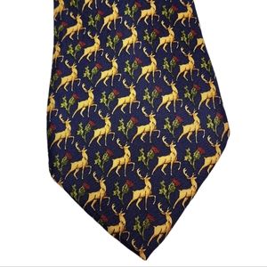 Gap Mens Silk Novelty Reindeer Tie Navy Pre Owned Condition